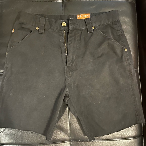 Black jean shorts. Boyfriend fit. - Picture 1 of 3